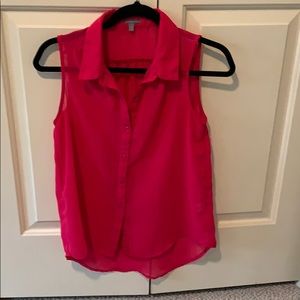 Pink Sheer button up Tank top